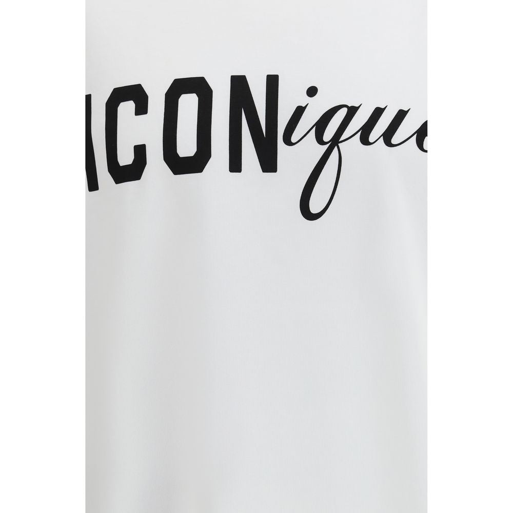 White Cotton T-Shirt with Icon Graphic Print by Dsquared2