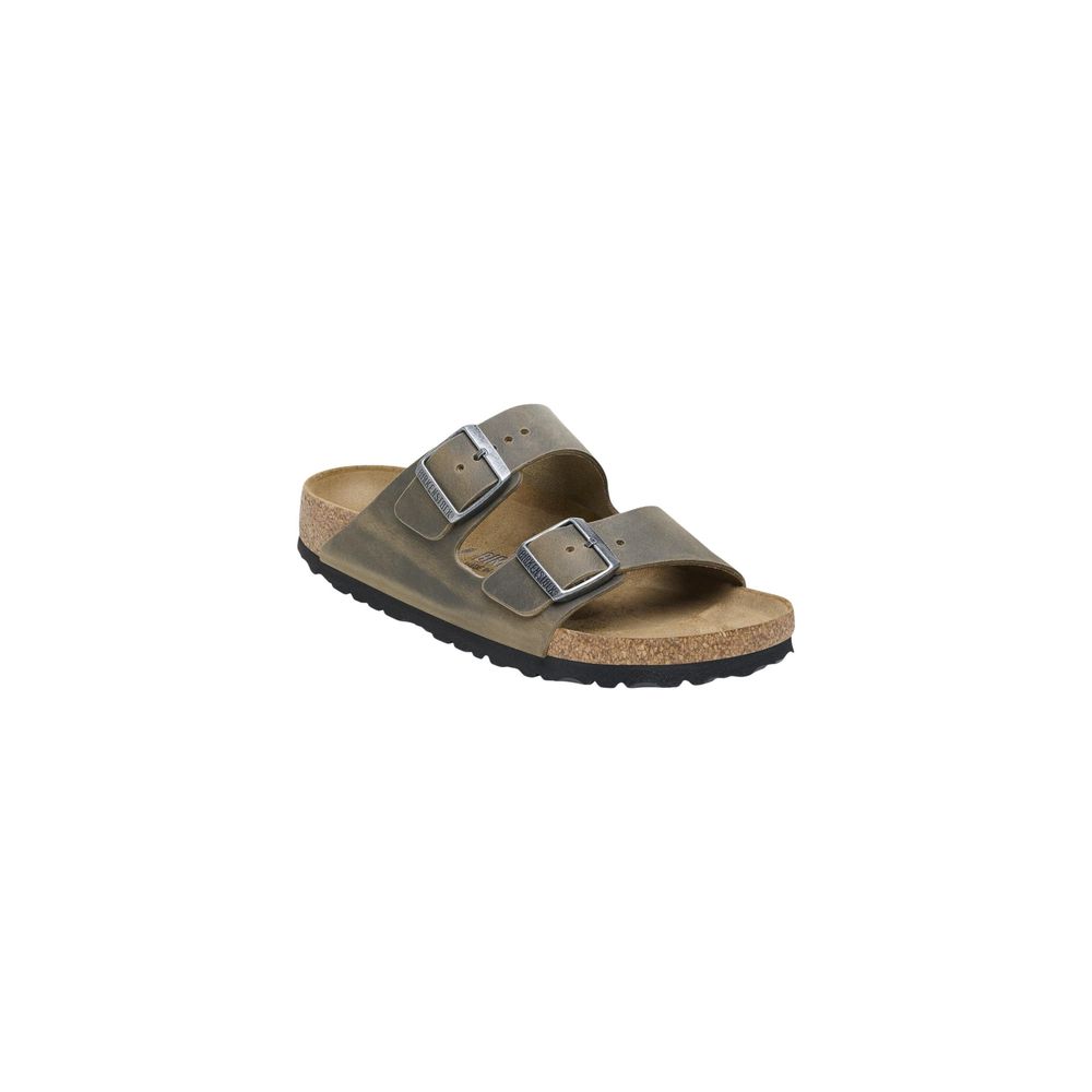 Bicolor Leather Sandals with Adjustable Buckles
