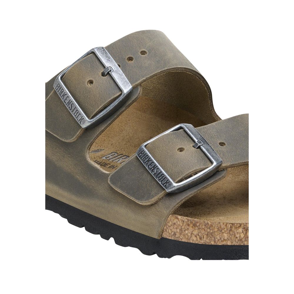Bicolor Leather Sandals with Adjustable Buckles