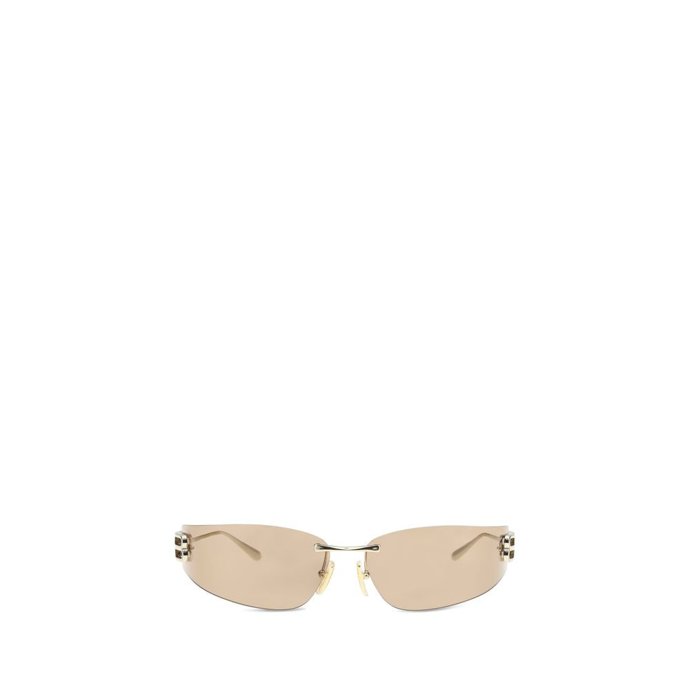 Gold Synthetic Metal Sunglasses with Logo Detail