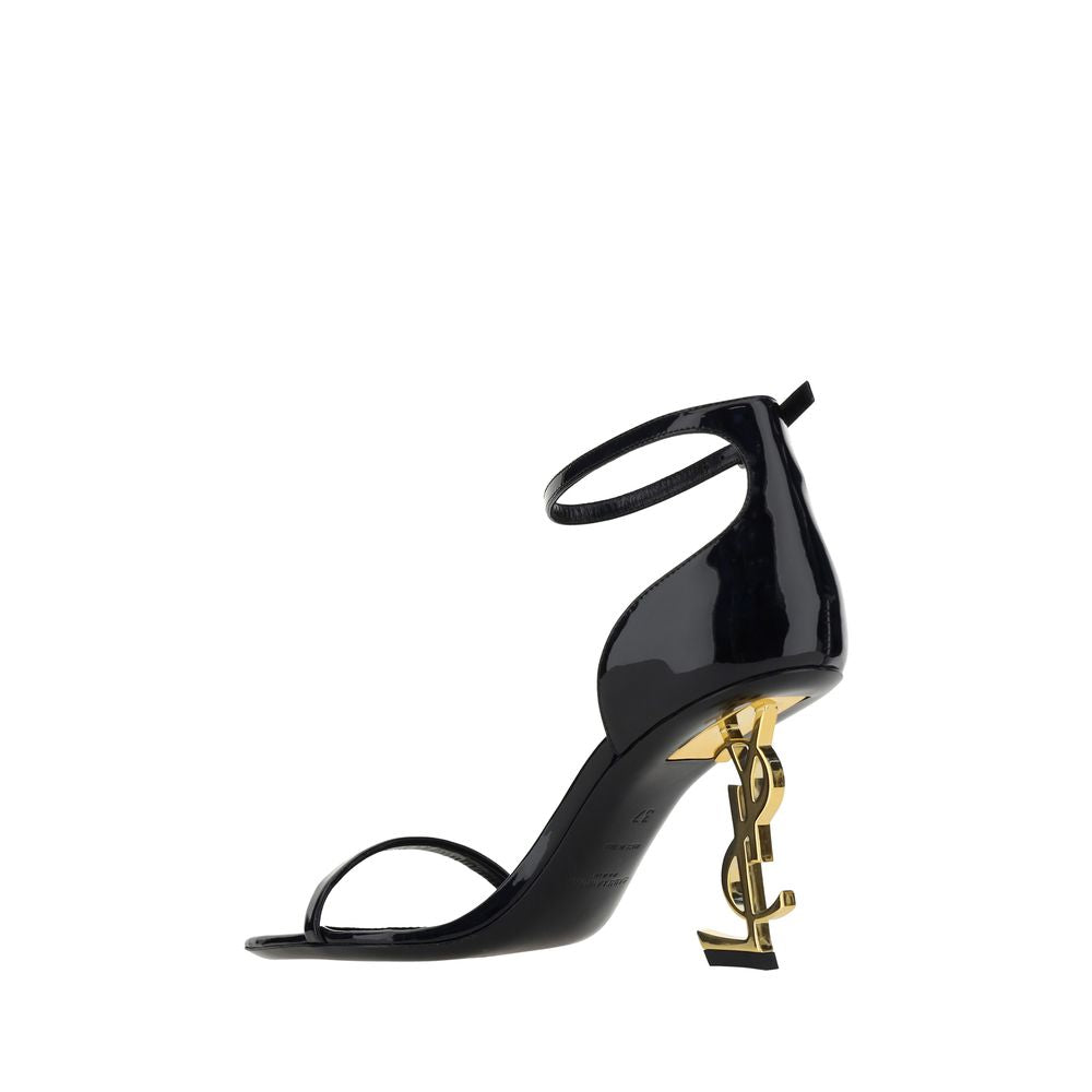 Saint Laurent Schwarze Kalbsleder-Plateau-Sandalen Bos Taurus