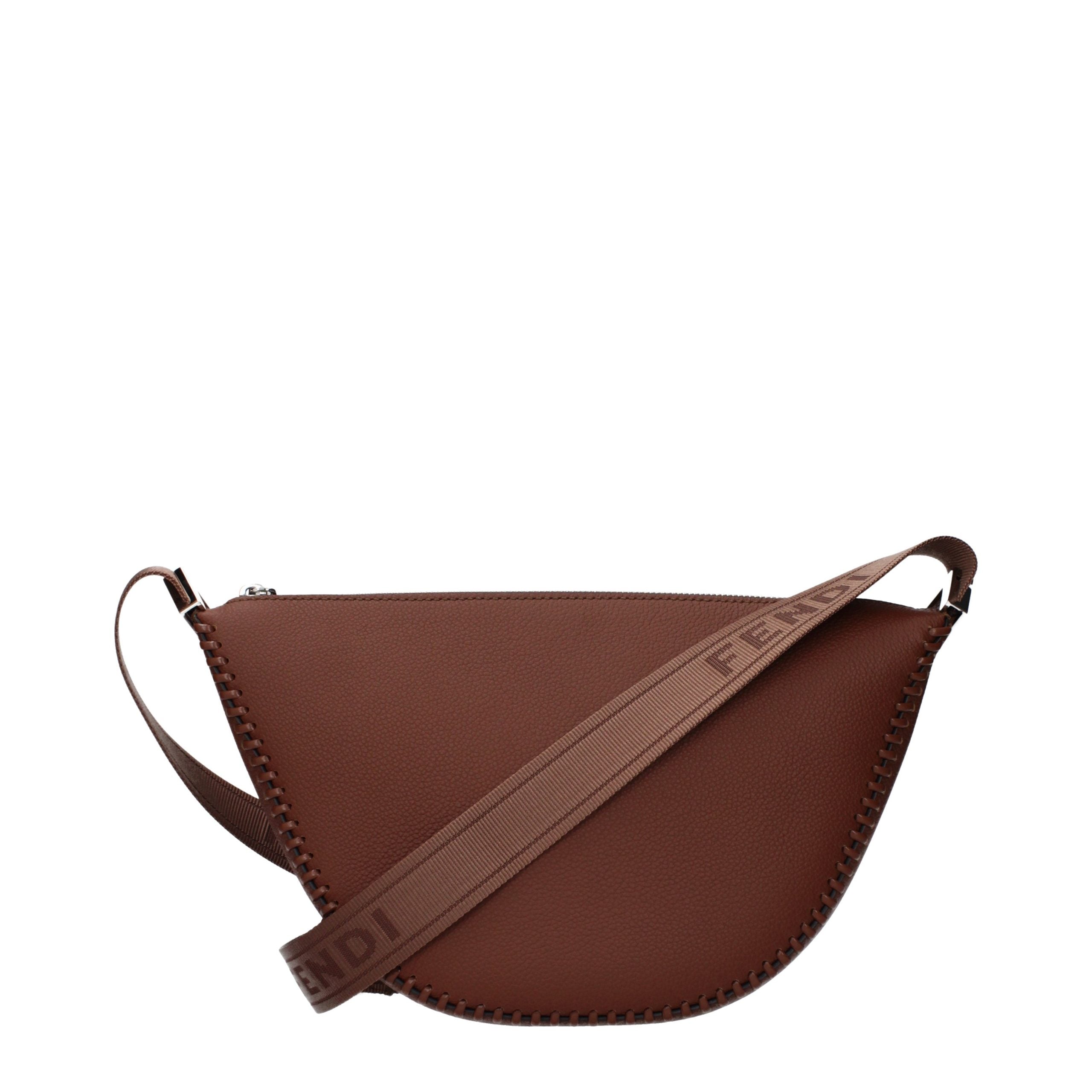 Brown Leather Crossbody Bag with Adjustable Strap by Fendi