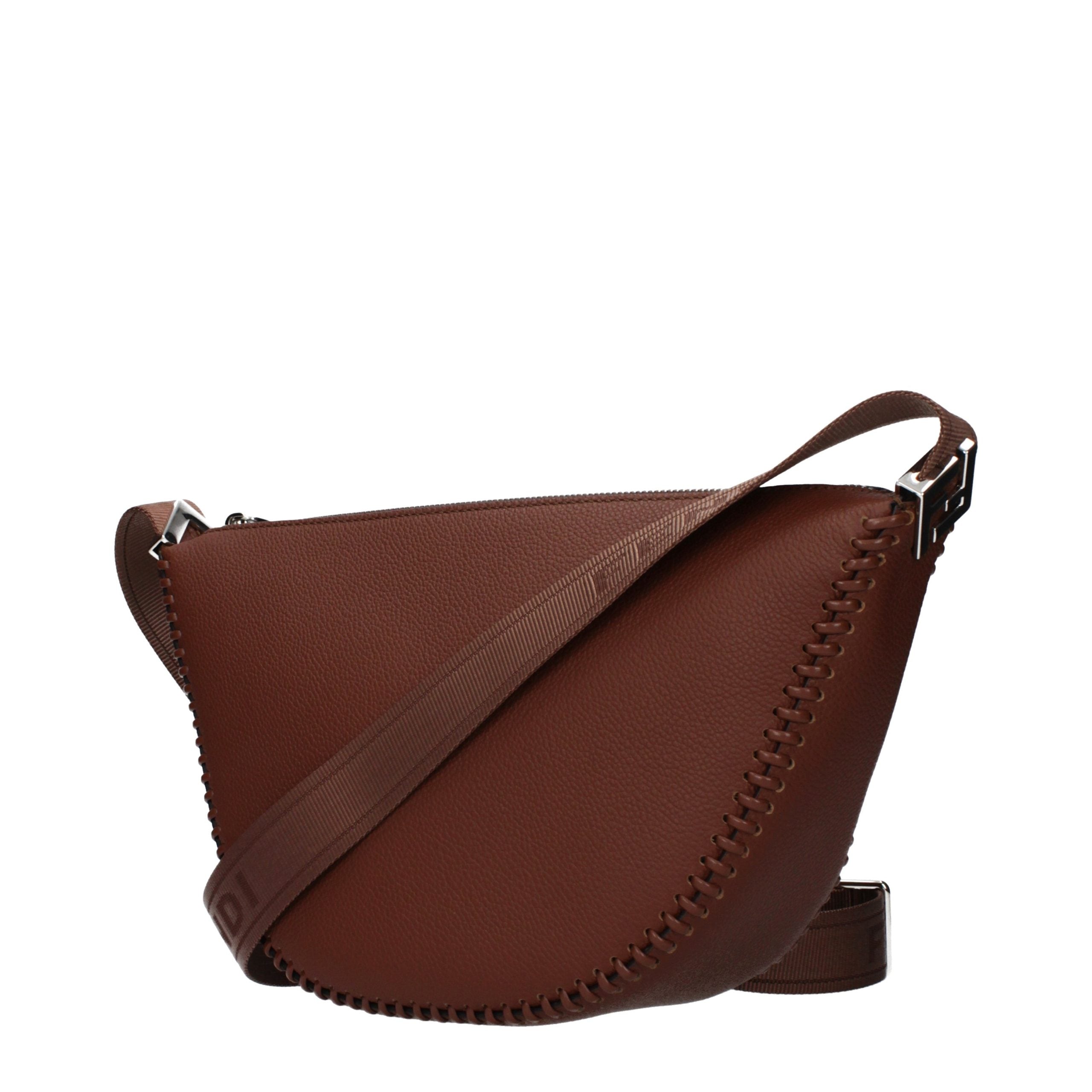 Brown Leather Crossbody Bag with Adjustable Strap by Fendi