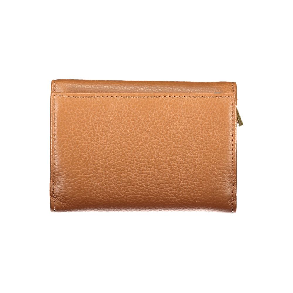 Marrone Leather Wallet with Zip and Snap Closure