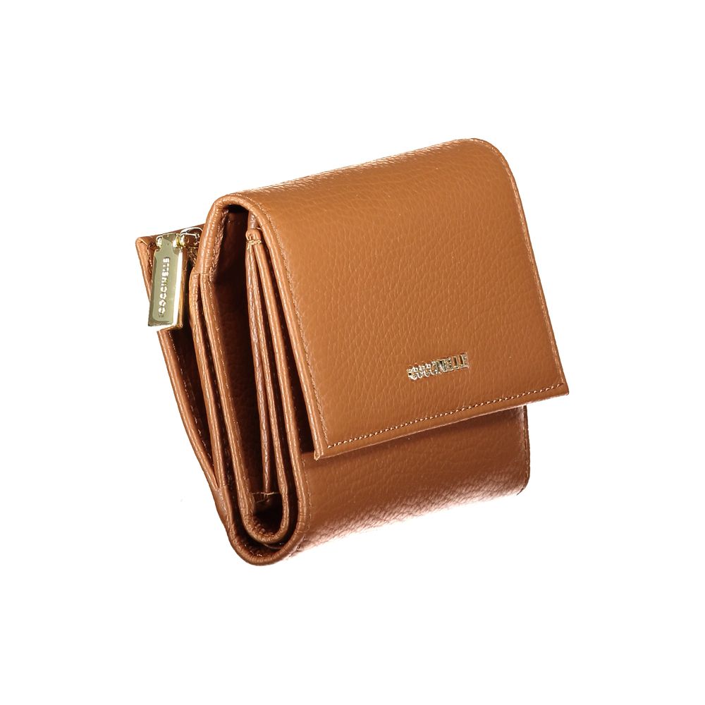 Marrone Leather Wallet with Zip and Snap Closure