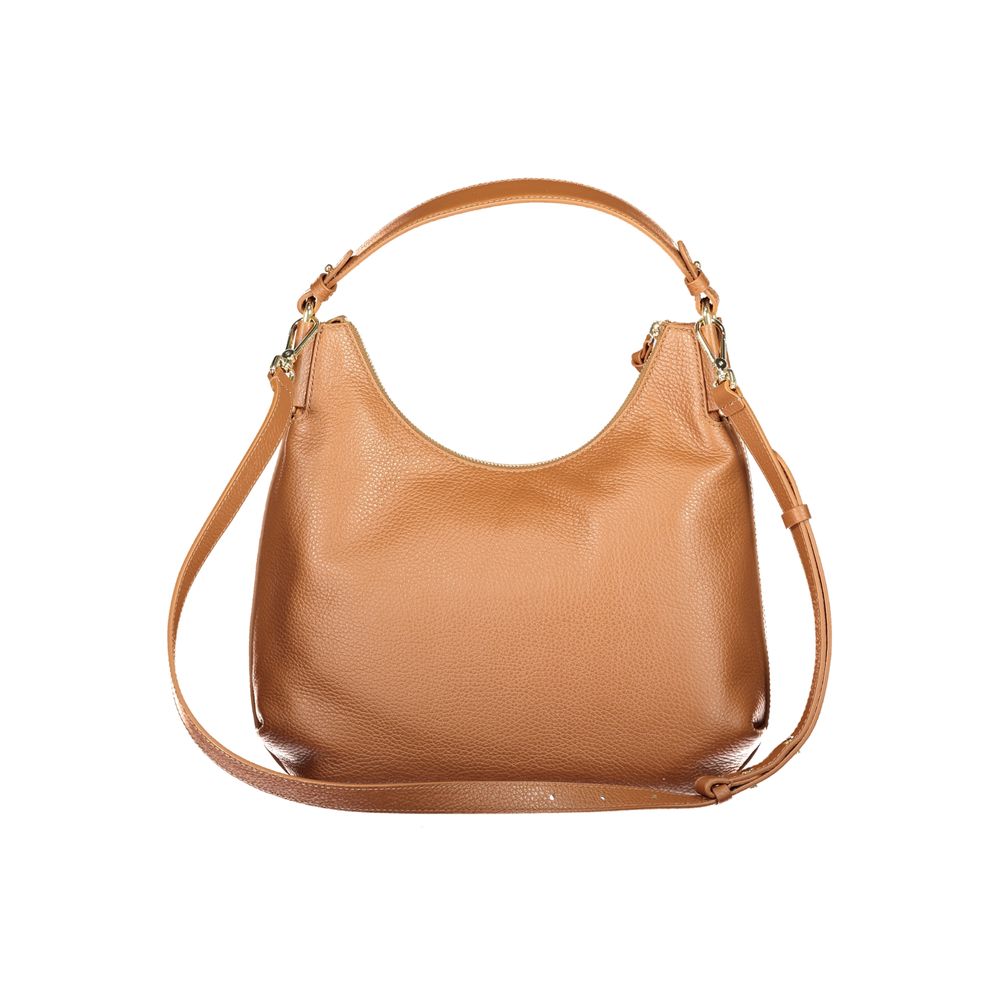 Brown Leather Handbag with Adjustable Strap