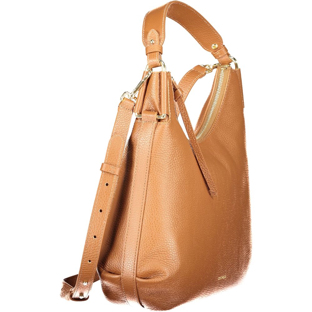 Brown Leather Handbag with Adjustable Strap