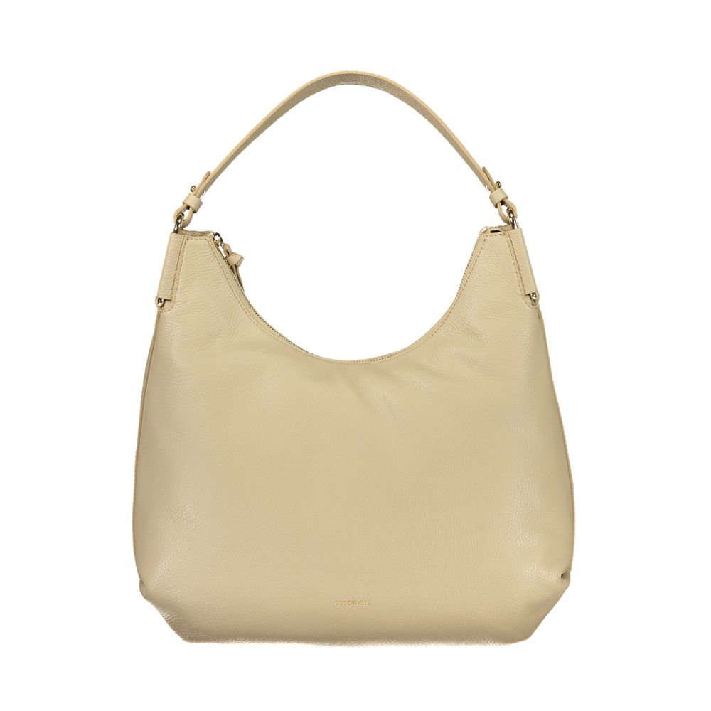 Beige Leather Handbag with Removable Straps