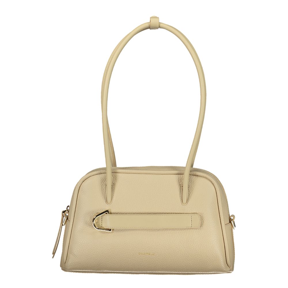 Beige Leather Handbag with Shoulder Handles by Coccinelle