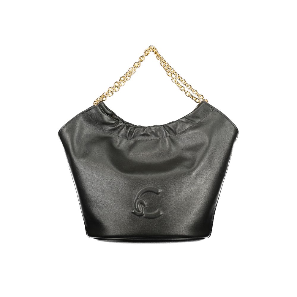 Black Leather Handbag with Chain Handles by Coccinelle