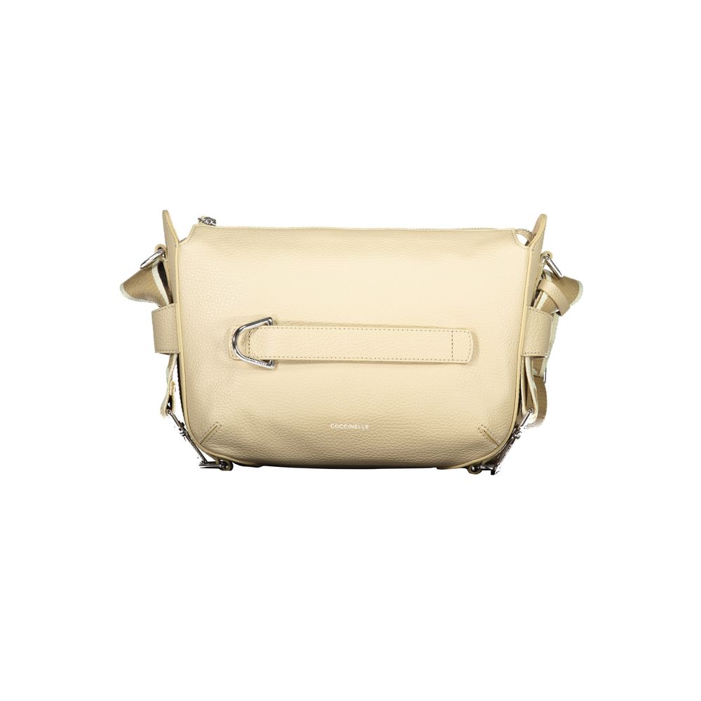 Beige Leather Handbag with Adjustable Strap