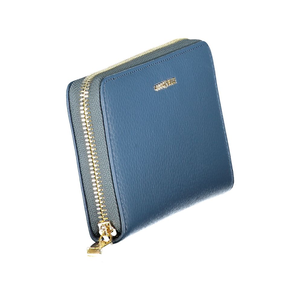 Blu Leather Wallet with Zip Closure by Coccinelle