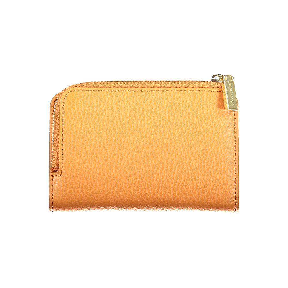 Orange Leather Wallet with Zip & Snap Closure by COCCINELLE
