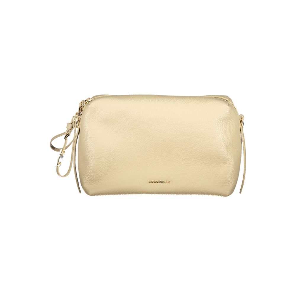 Beige Leather Handbag with Adjustable Strap