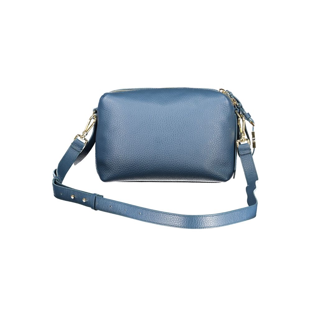 Blaue Leder-Umhängetasche mit verstellbarem Riemen