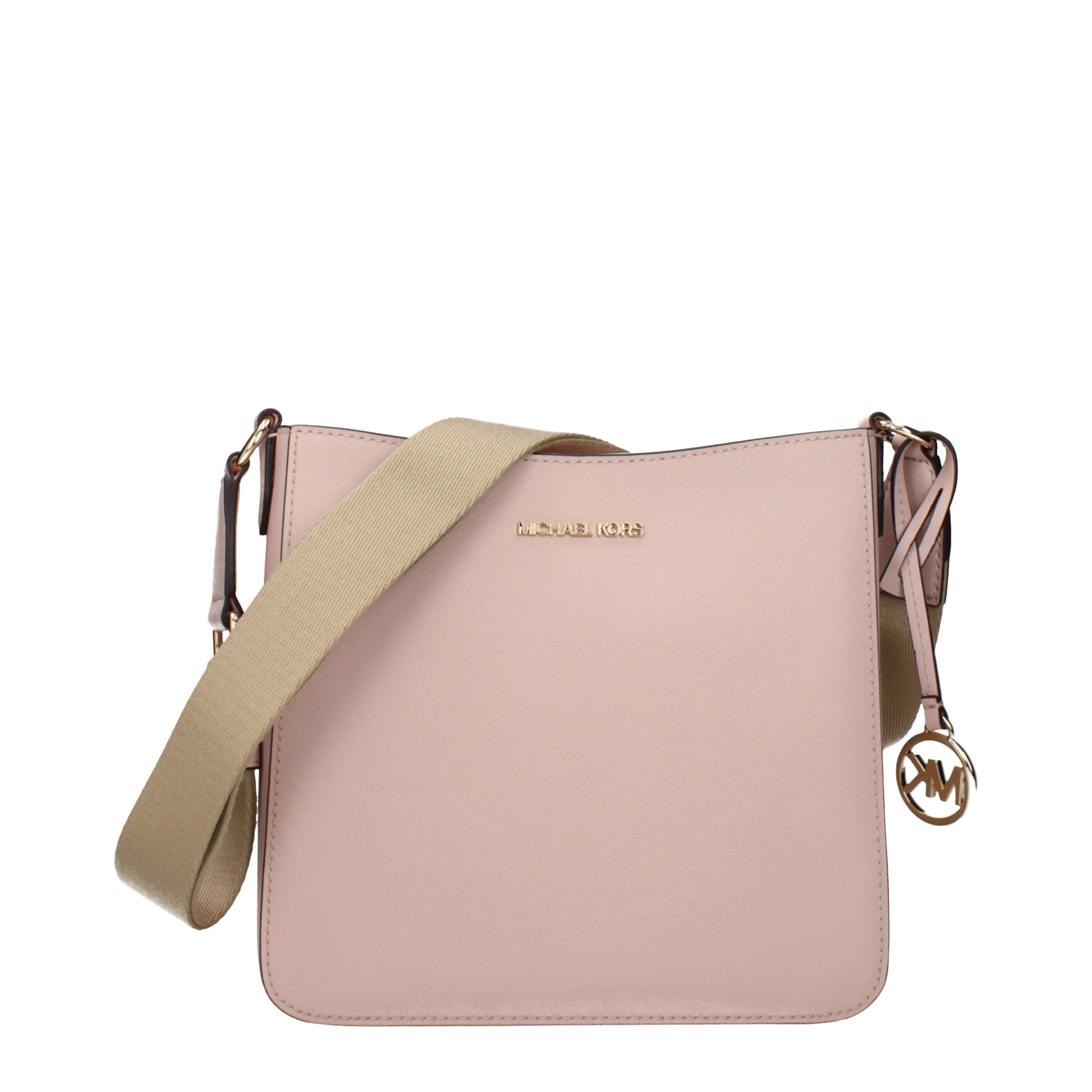 Pink Leather Shoulder Bag with Adjustable Strap