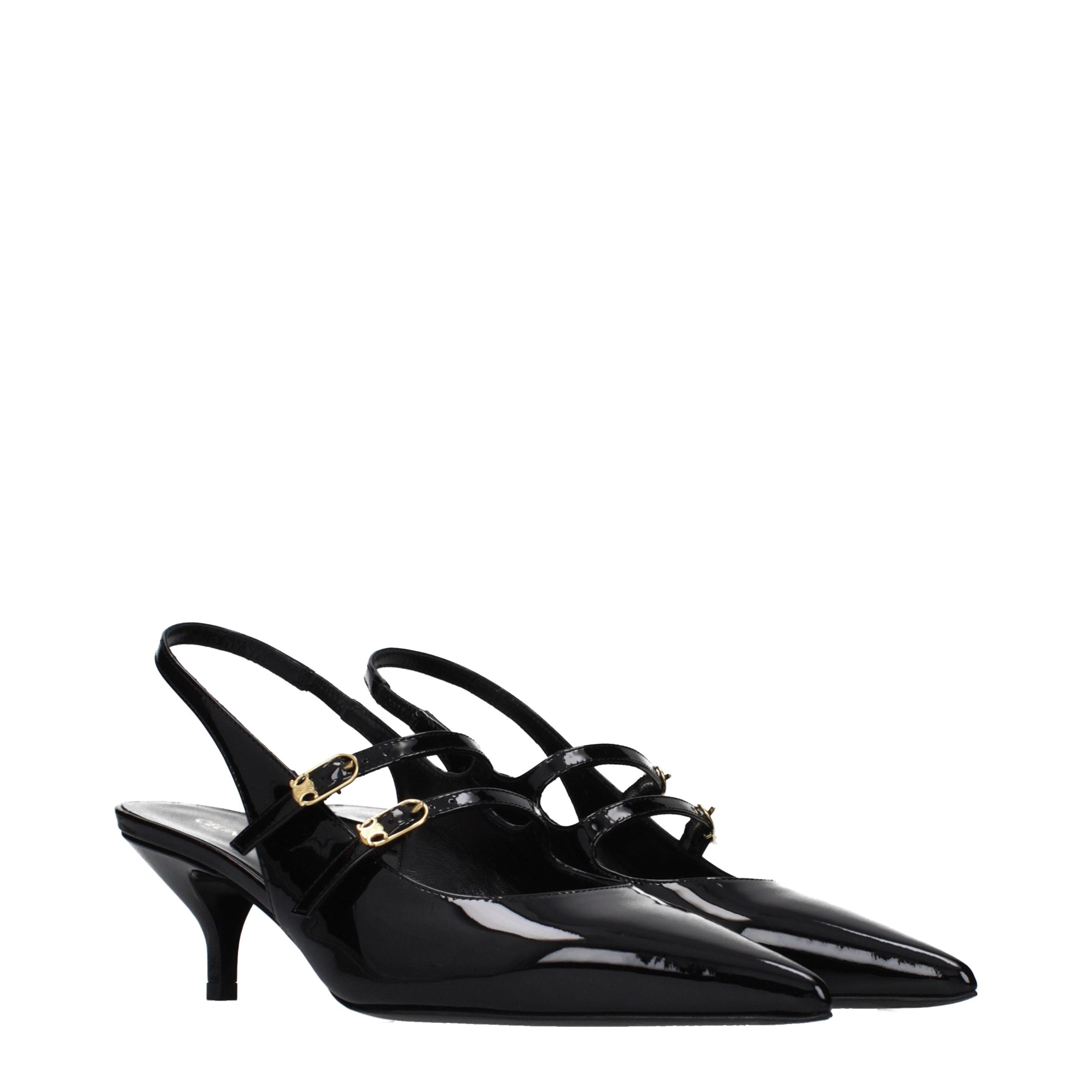Schwarze Leder-Sandalen von Celine