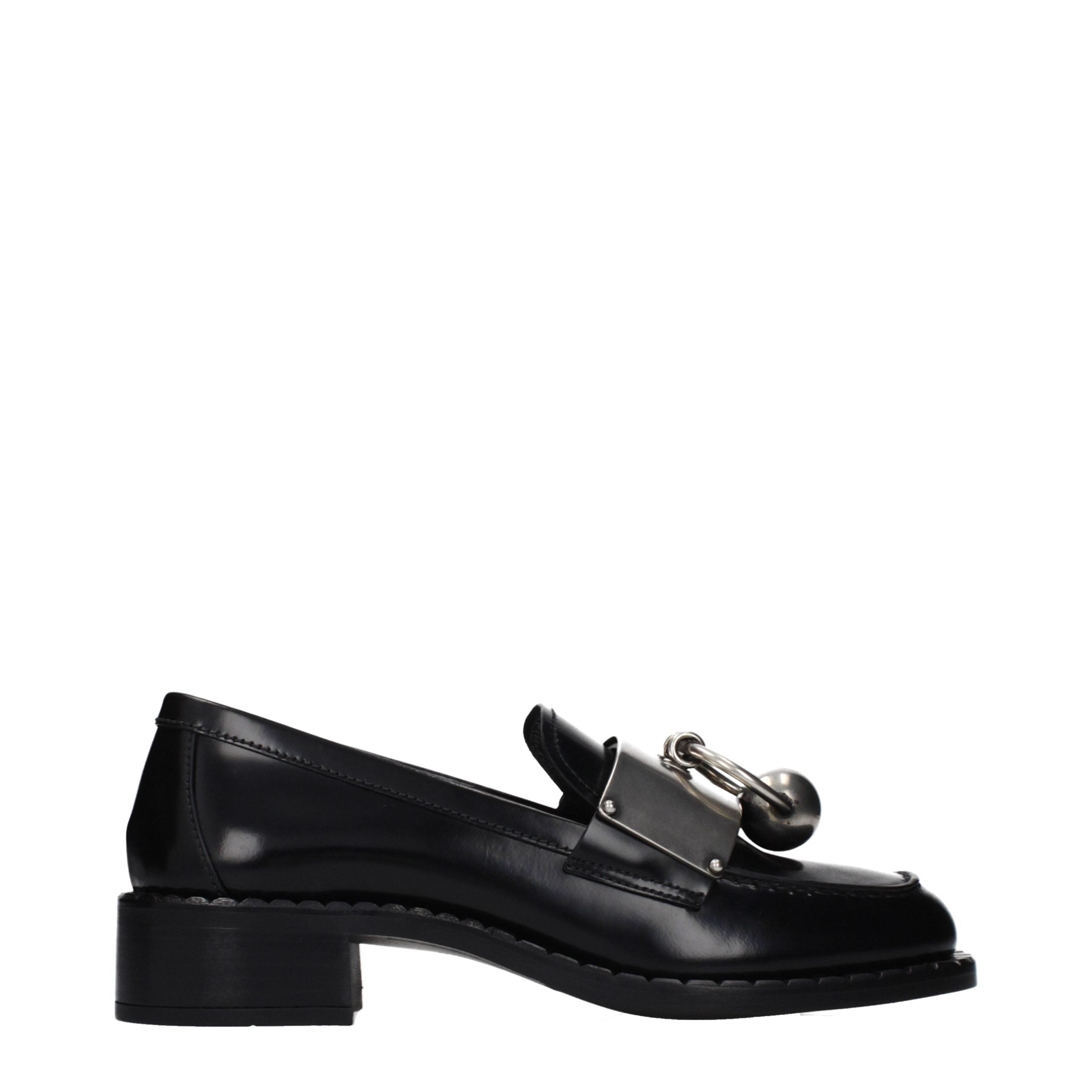 Schwarze Leder-Slipper mit Logo-Detail vorne