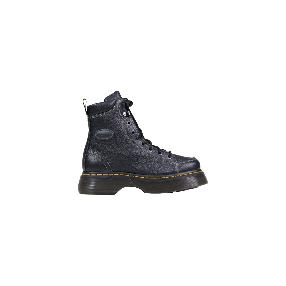 Schwarze Leder-Stiefeletten mit dicker Sohle