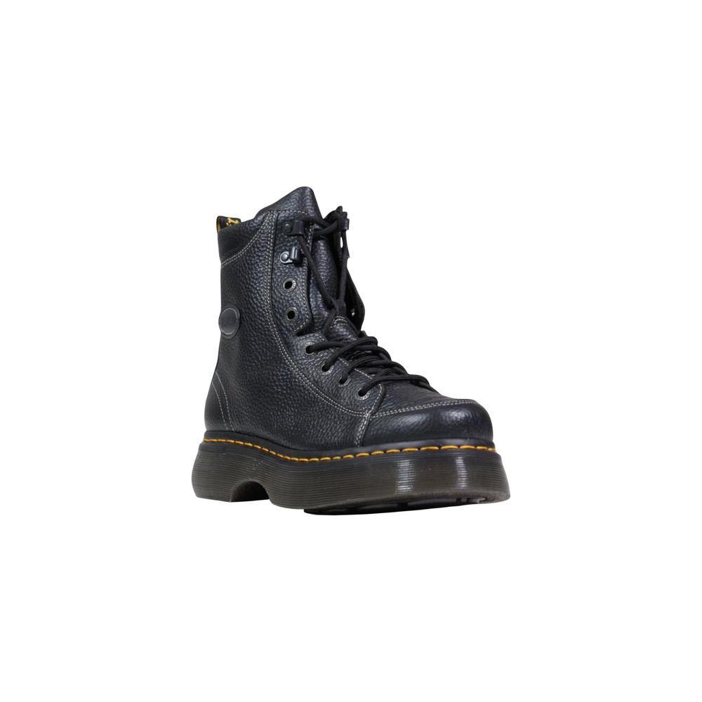 Schwarze Leder-Stiefeletten mit dicker Sohle