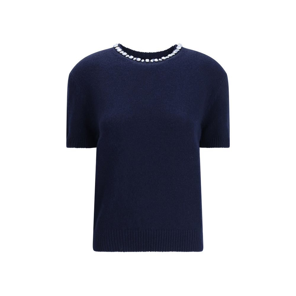Blauer Kaschmirpullover mit Rundhalsausschnitt von Prada