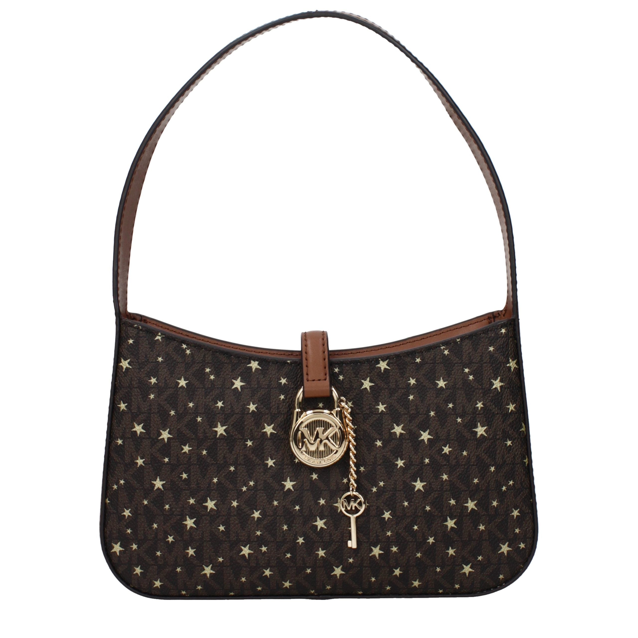 Brown Synthetic Handbag with Logo by Michael Kors