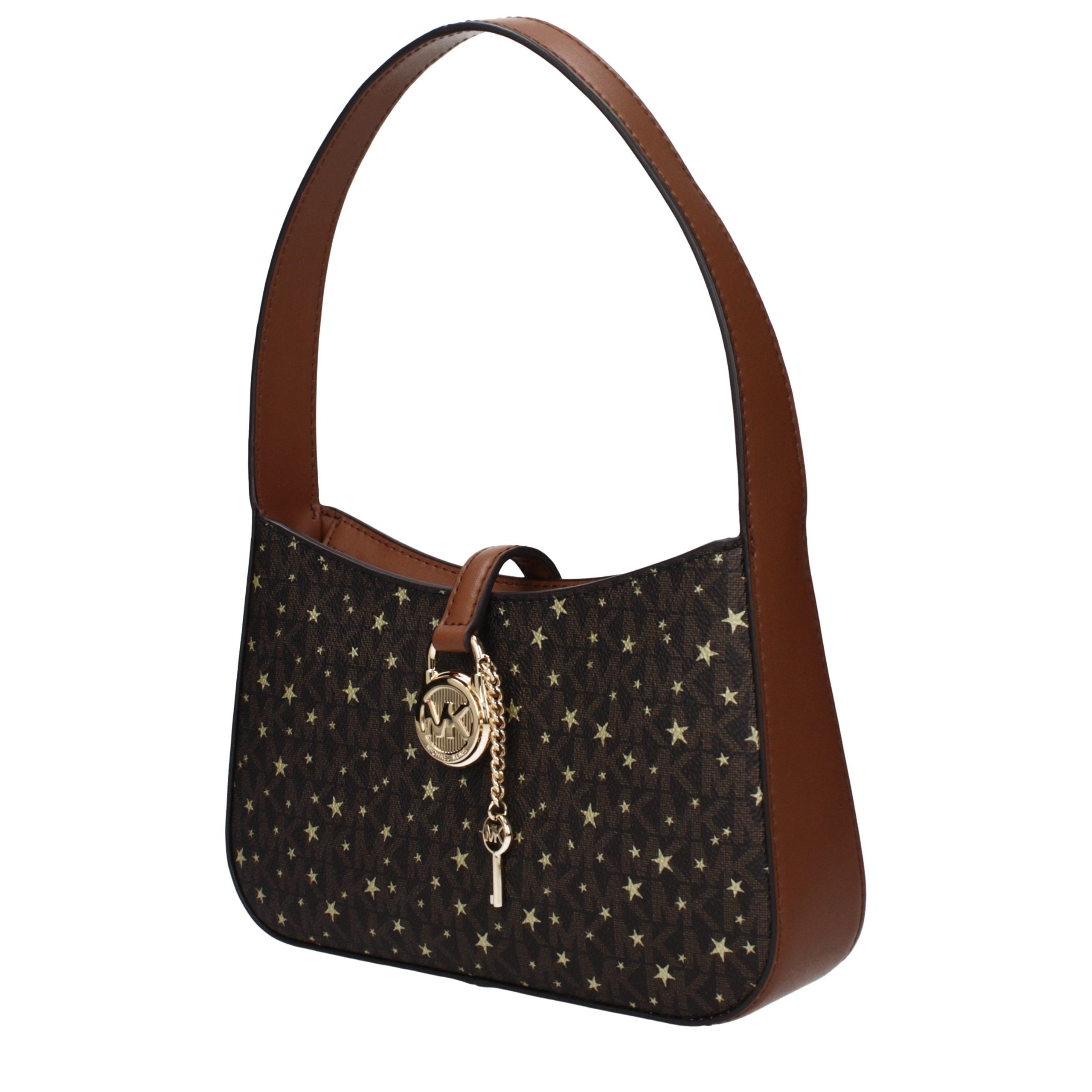 Brown Synthetic Handbag with Logo by Michael Kors
