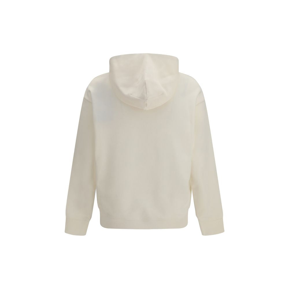 Beige Cotton Hoodie with Embroidered Logo