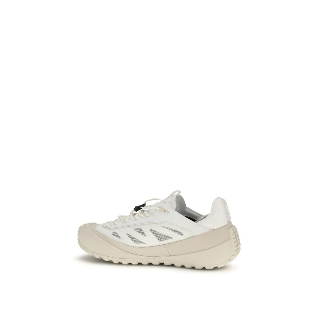 White Synthetic Athletic Sneakers with Grip Sole