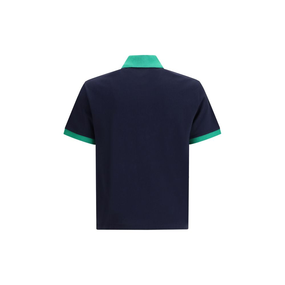 Blaues Baumwoll-Poloshirt mit gesticktem Medusa-Logo