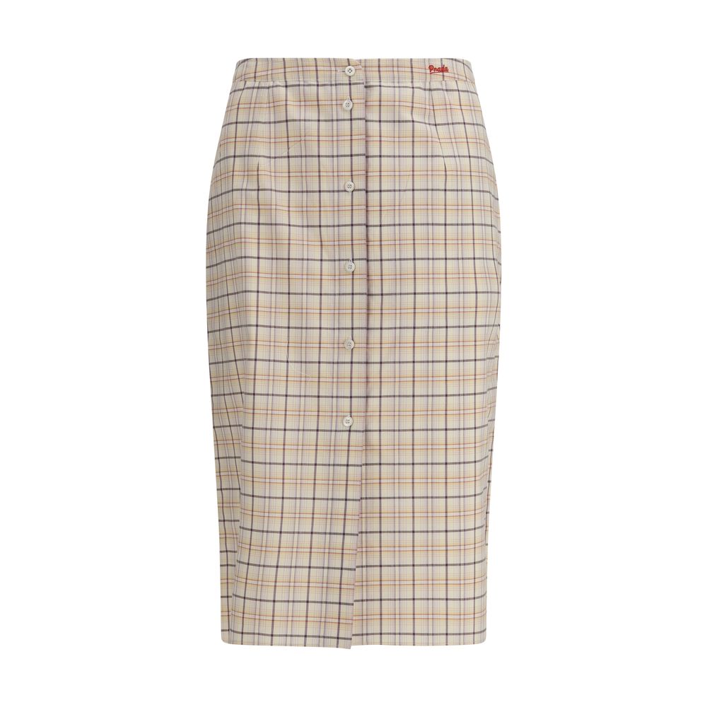 Checked Cotton Pencil Skirt with Button Closure by Prada
