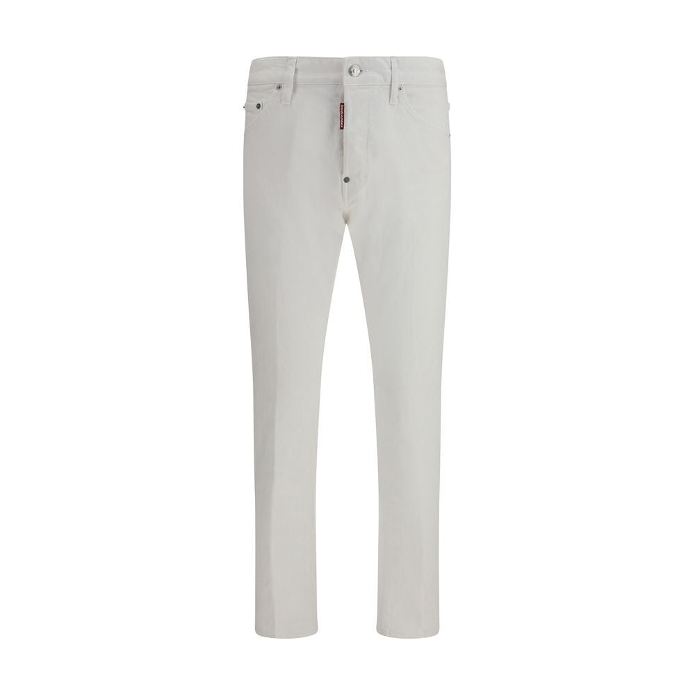 White Cotton Denim Jeans with Refined Fit