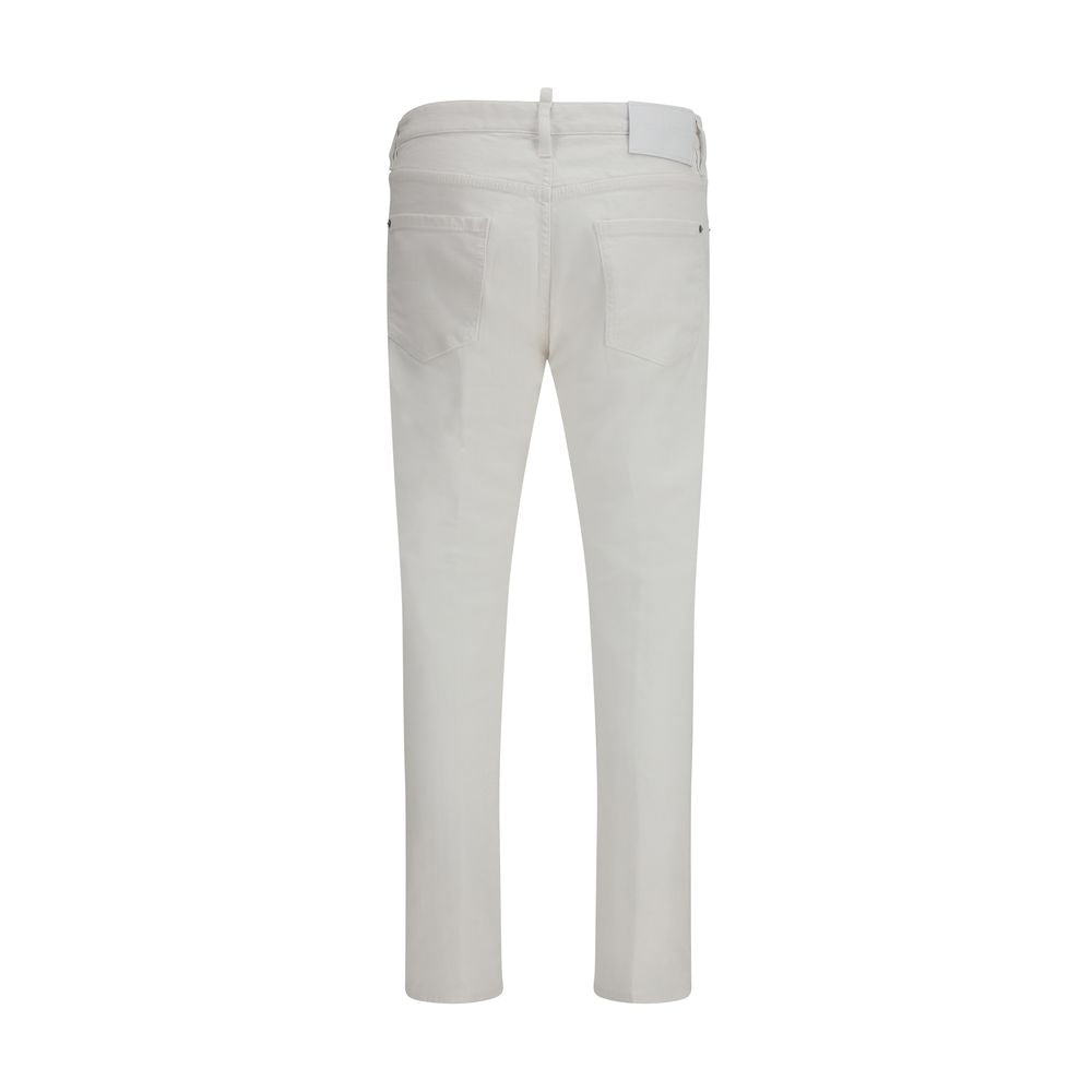 White Cotton Denim Jeans with Refined Fit