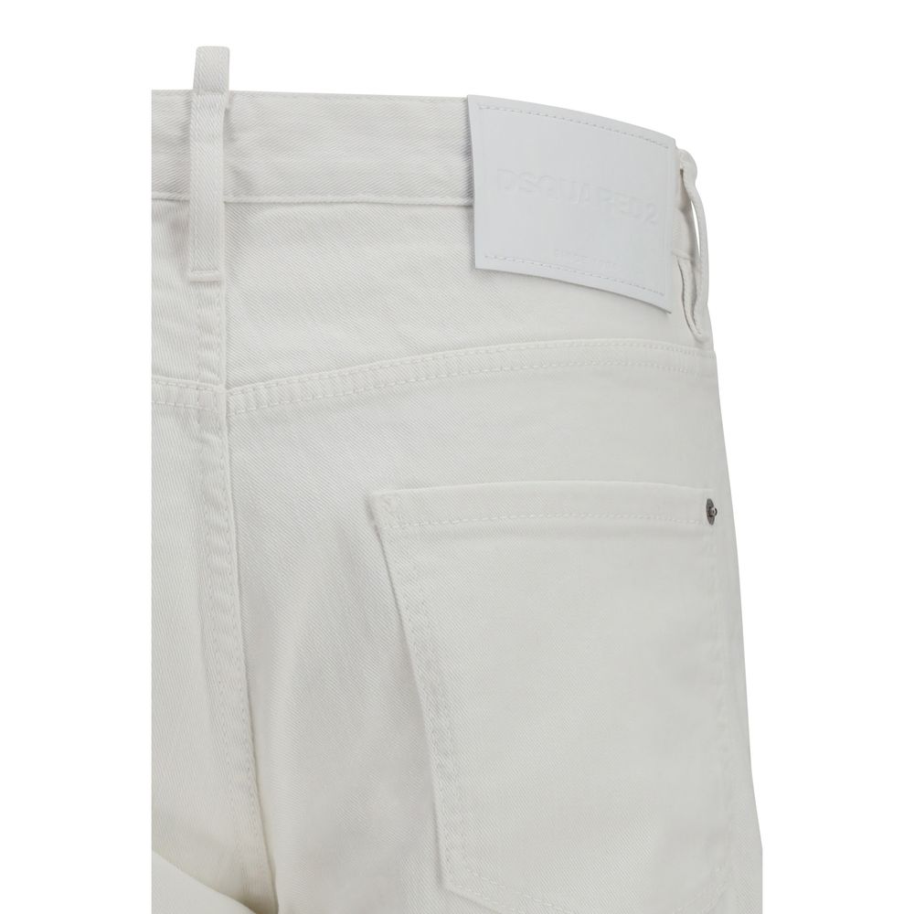 White Cotton Denim Jeans with Refined Fit