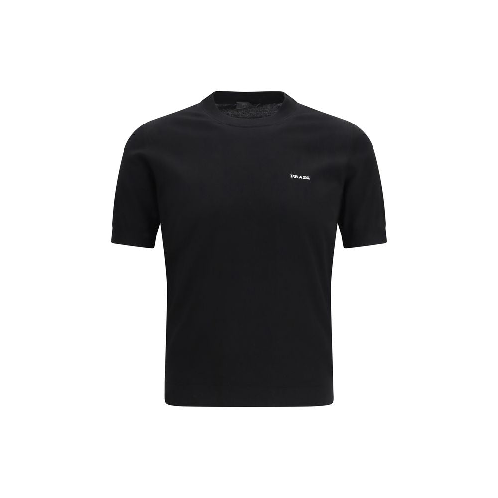 Schwarzes Baumwoll-T-Shirt mit Prada-Logo