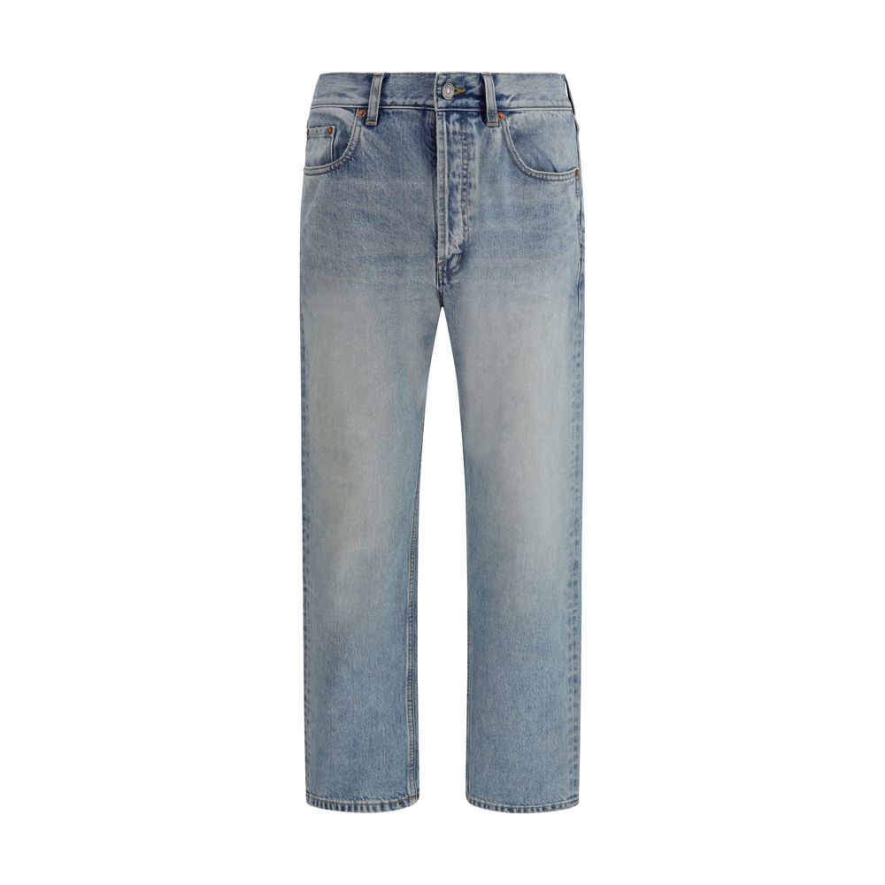Blue Cotton Straight-Leg Jeans by Saint Laurent