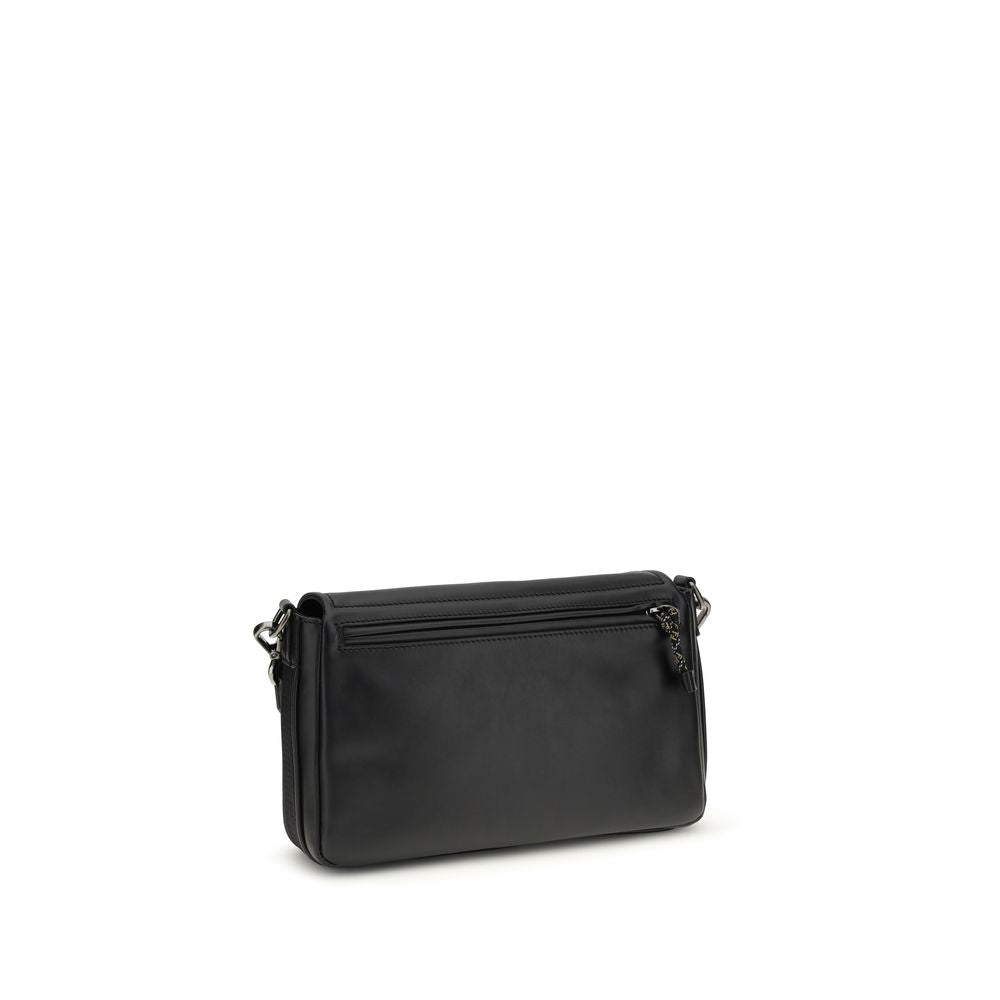 Black Leather Shoulder Bag with FF Buckle by Fendi
