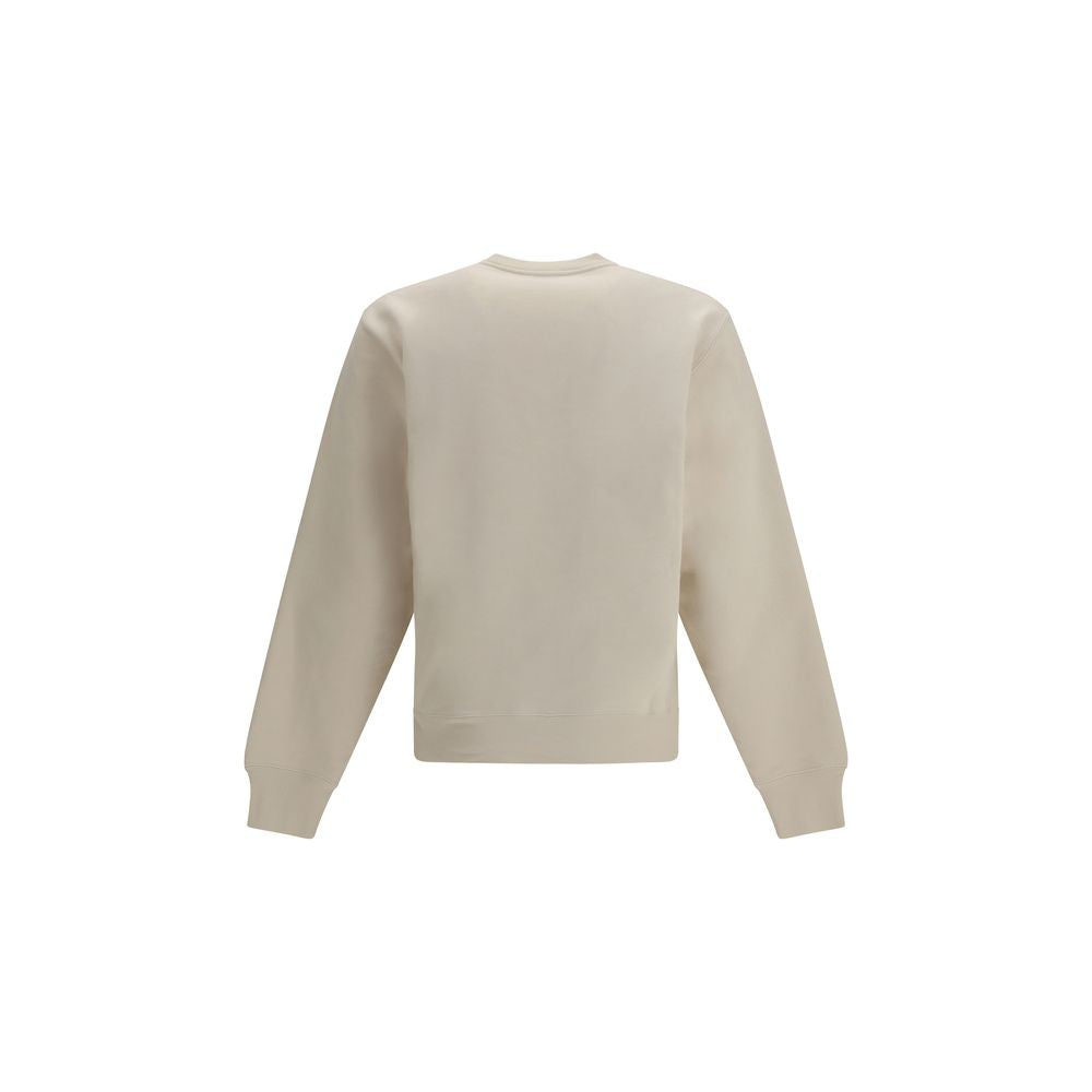 Beige Cotton Sweatshirt with Embroidered Logo by Saint Laurent