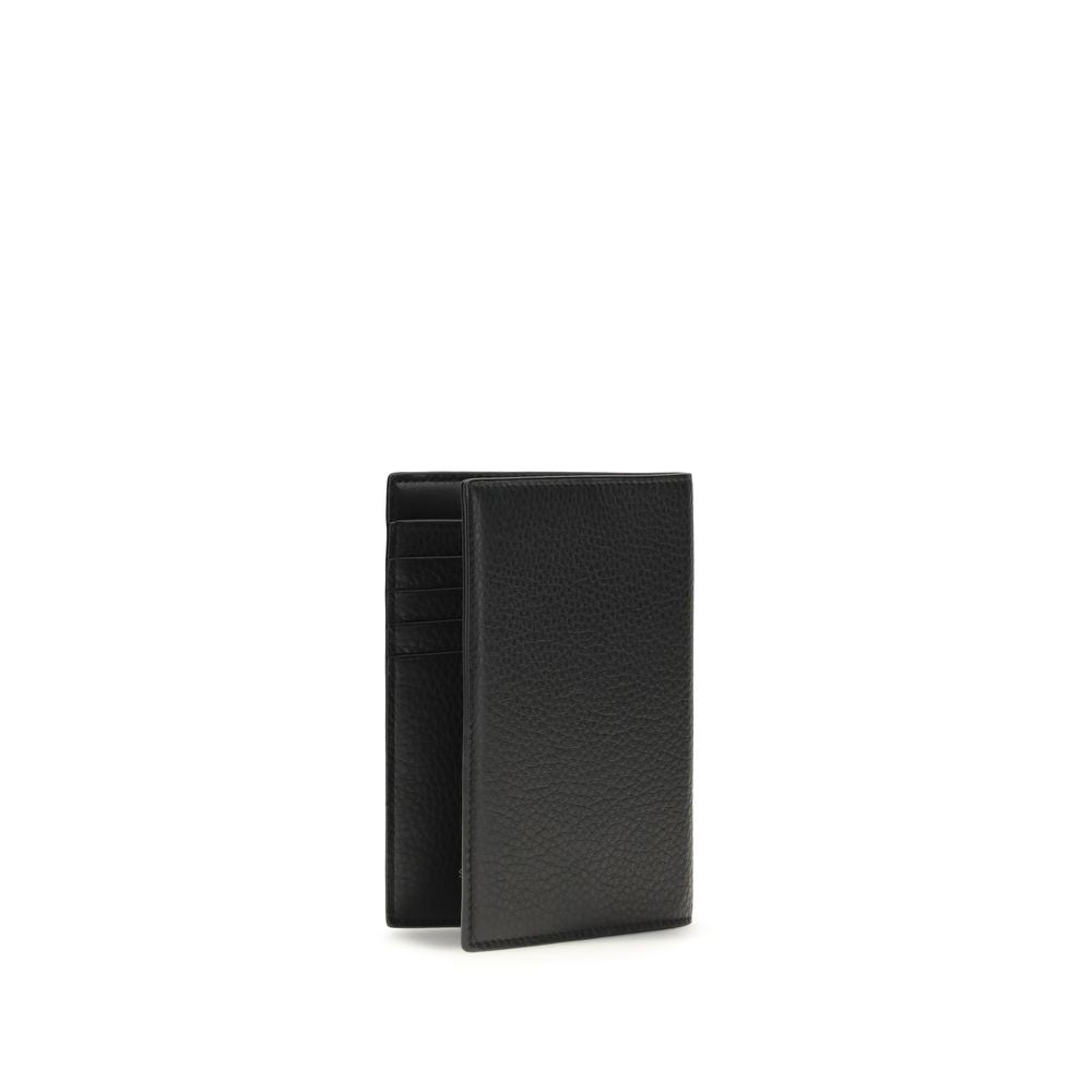 Schwarze Ledergeldbörse mit Cassandre-Logo von Saint Laurent