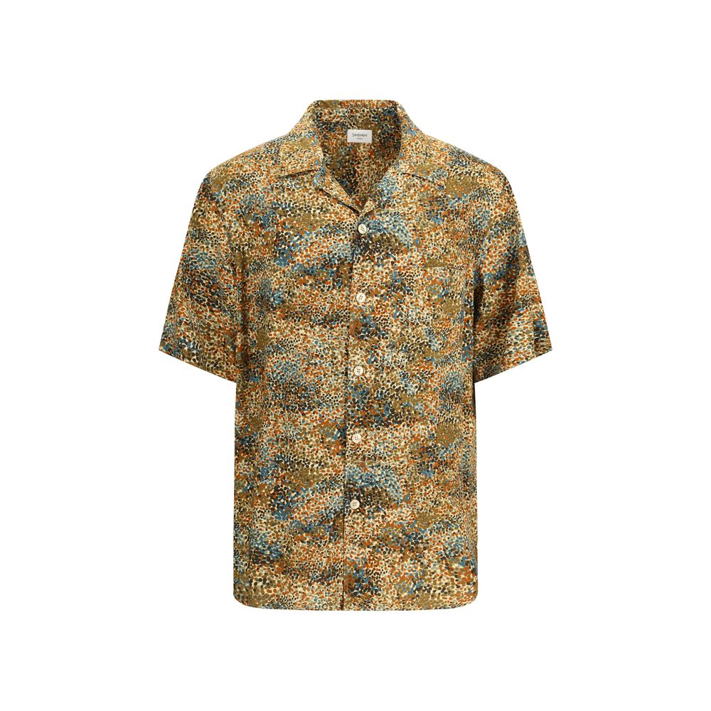 Mehrfarbiges Viskosehemd mit Muster und Knöpfen