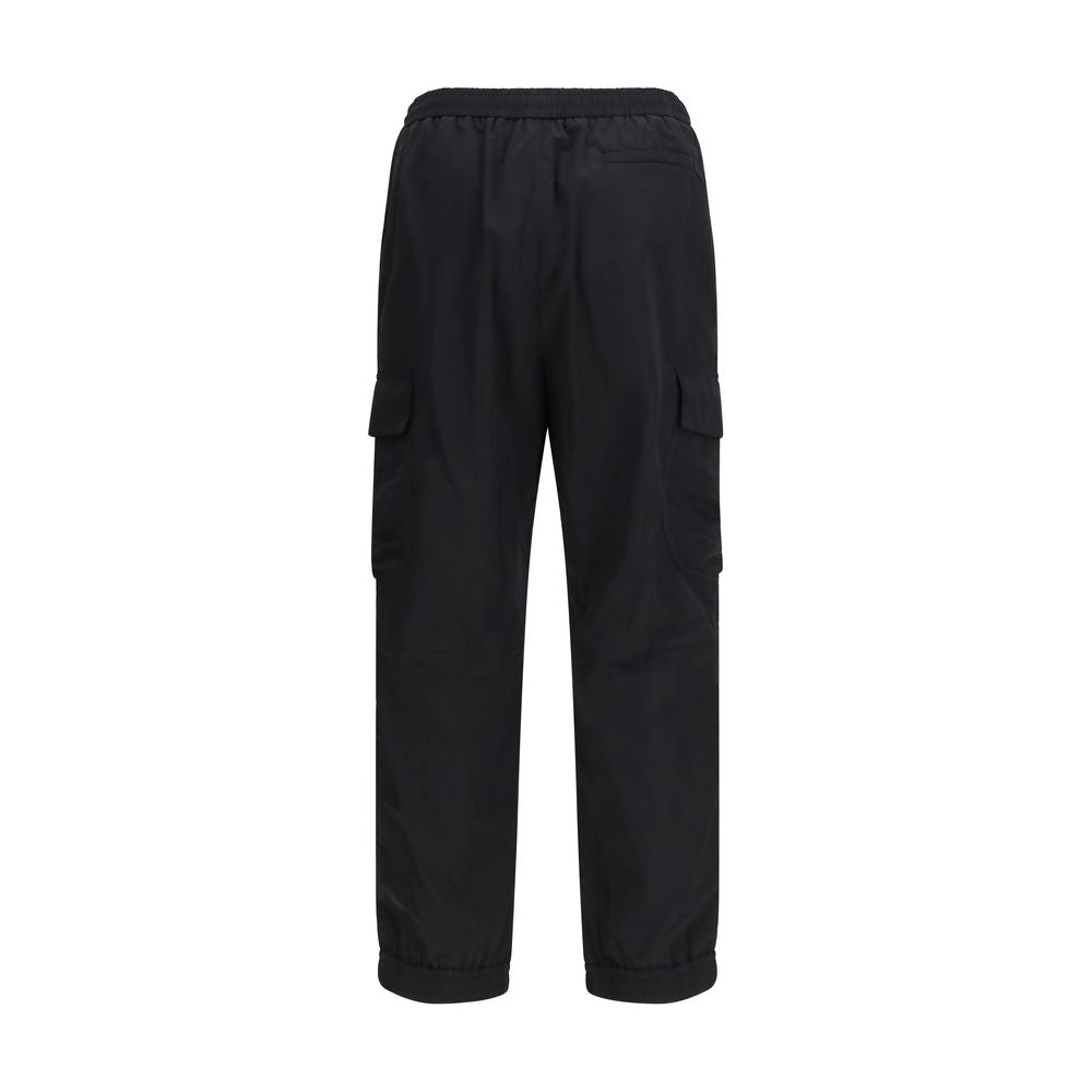 Schwarze Cargohose aus Synthetik mit geprägter Logo-Tasche