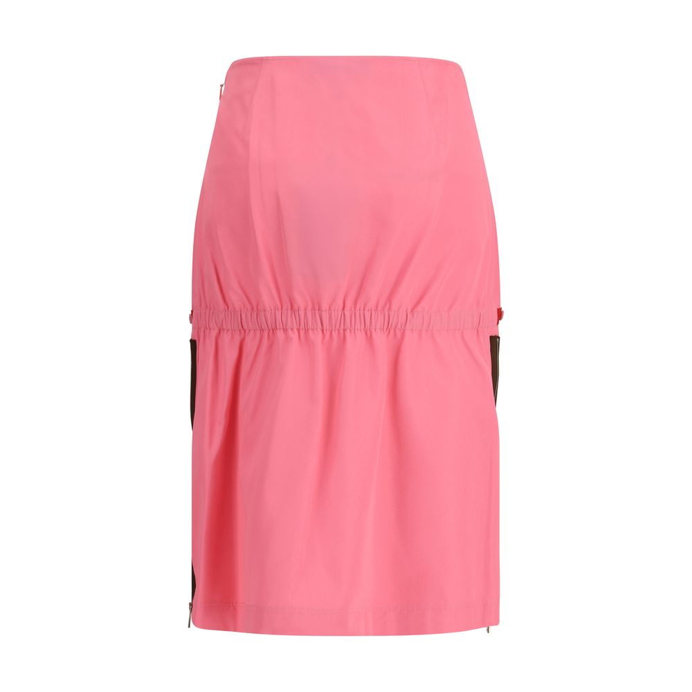 Multicolor Synthetic Midi Skirt with Zip Detail