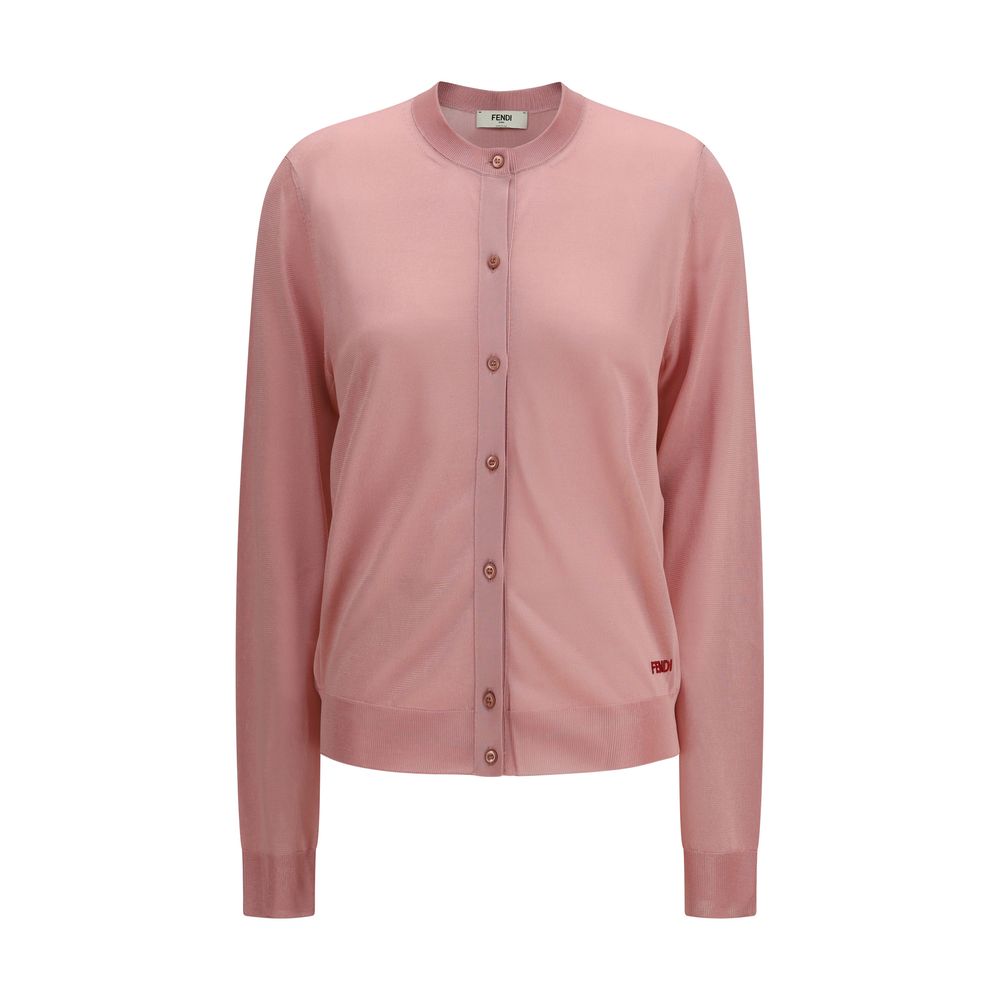 Multicolor Viscose Cardigan with Embroidered Logo