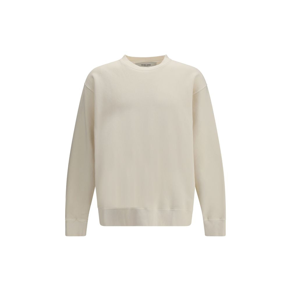 Beige Cotton Sweatshirt with Golden Goose Logo