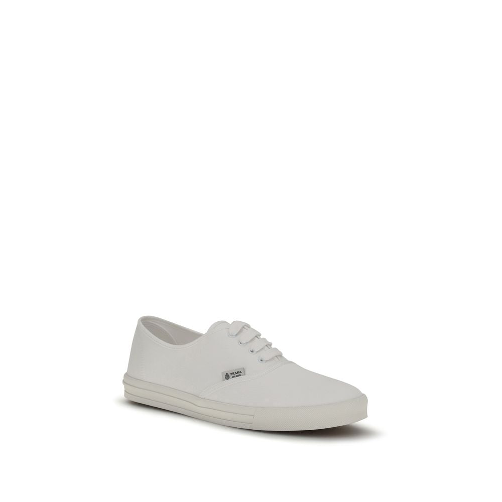 White Cotton Low Top Sneakers by Prada