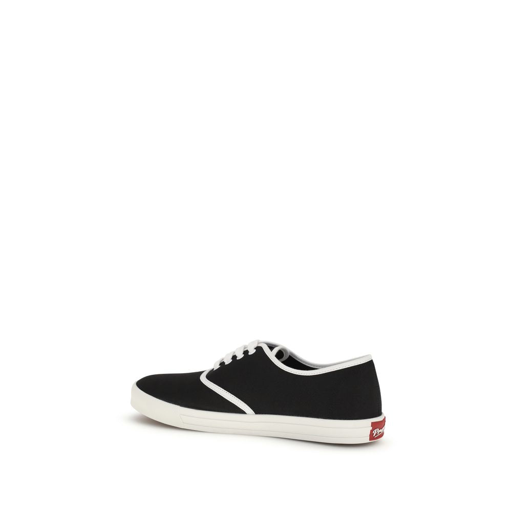 Black Cotton Drill Sneakers by Prada
