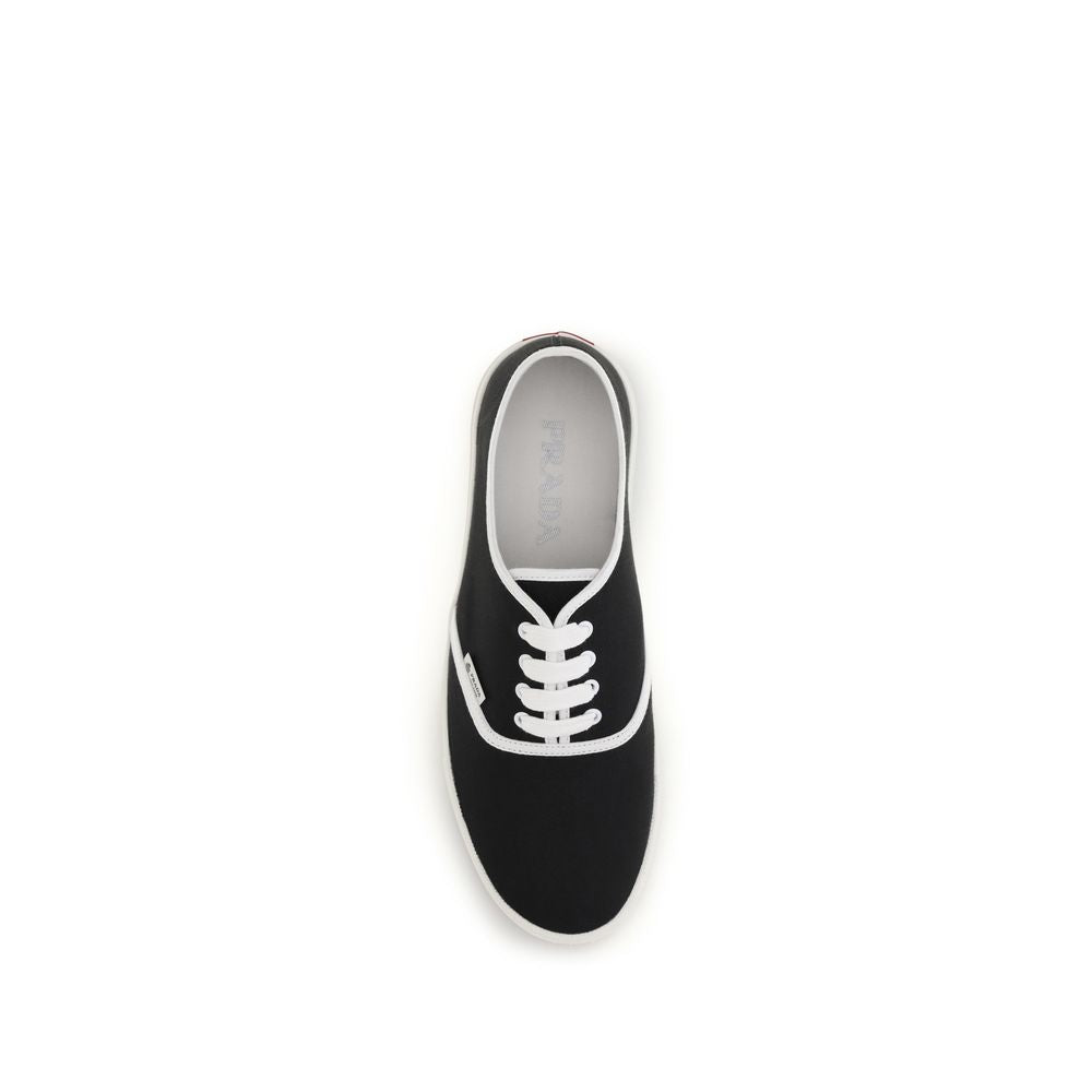 Black Cotton Drill Sneakers by Prada