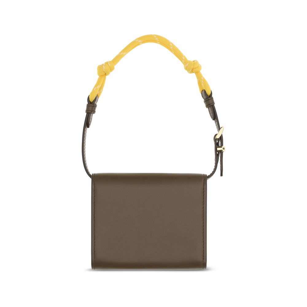 Brown Leather Wallet with Removable Rope Handle by Miu Miu