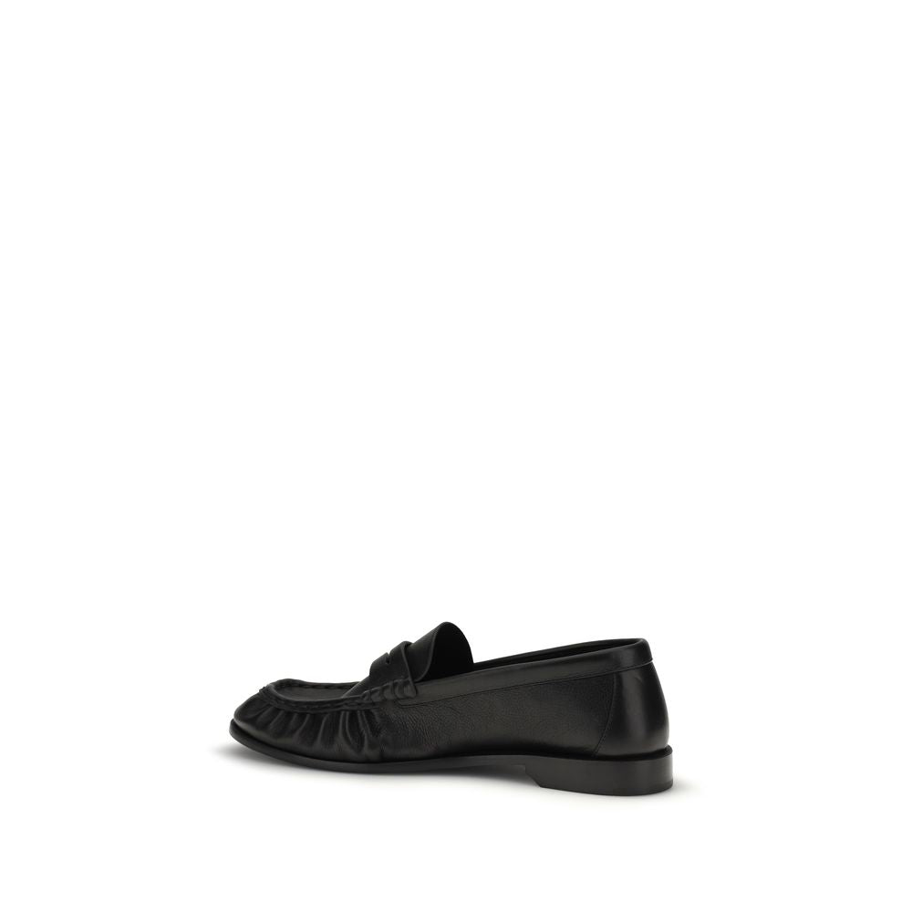 Saint Laurent Black Calf Leather Slip-On Loafers