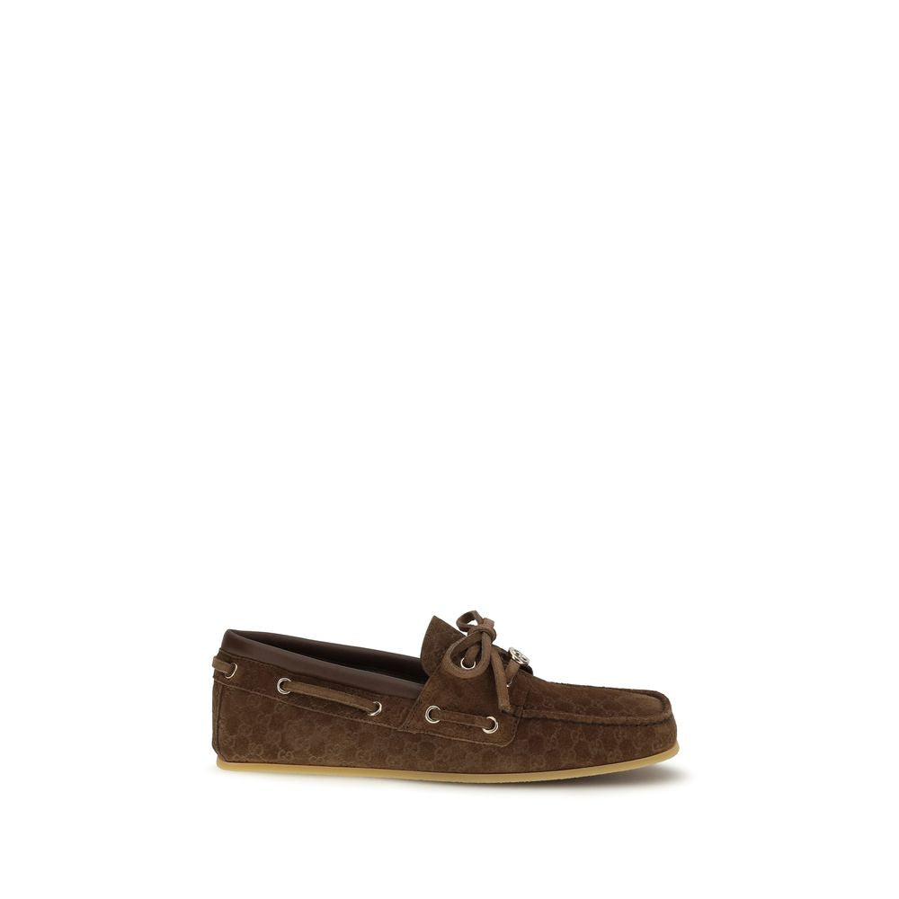 Brown Leather Slip-On Loafers with Suede Detail
